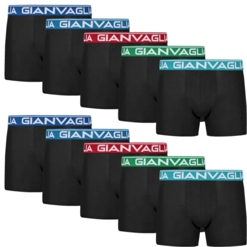 Pohodlné Pánske Bavlnené Boxerky Regular Fit GIANVAGLIA 10 ks 5 farieb M