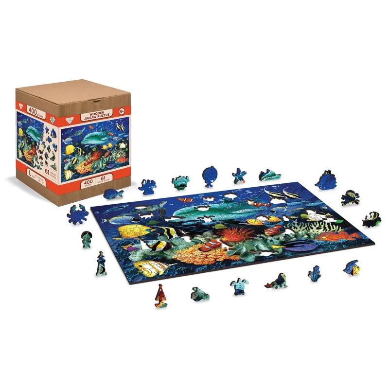 Wooden City Drevené puzzle Dobrodružstvo pod hladinou 2v1, 400 dielikov EKO