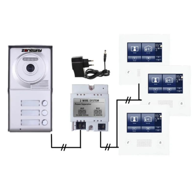 Set videozvonku ZONEWAY ZW-432M + ZW-702-3