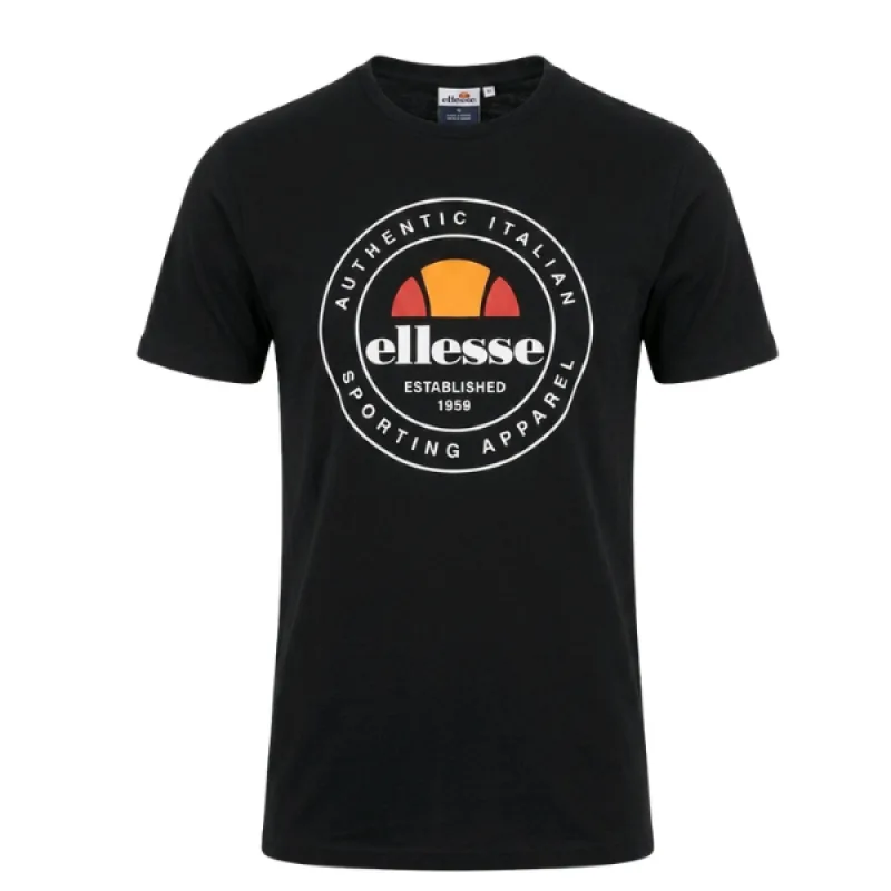 Pánske Tričko s krátkym rukávom ELLESSE Bavlna okrúhle Logo - čierna XXL