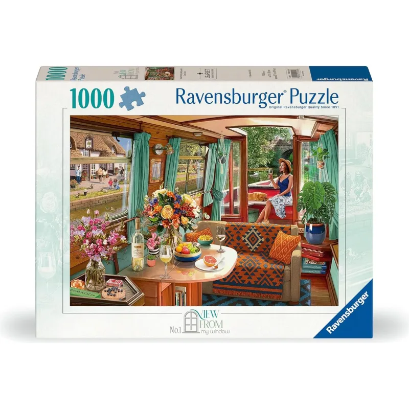 Puzzle Ravensburger 1000 dielikov Výhľad z okna č.1 - Loď na kanáli