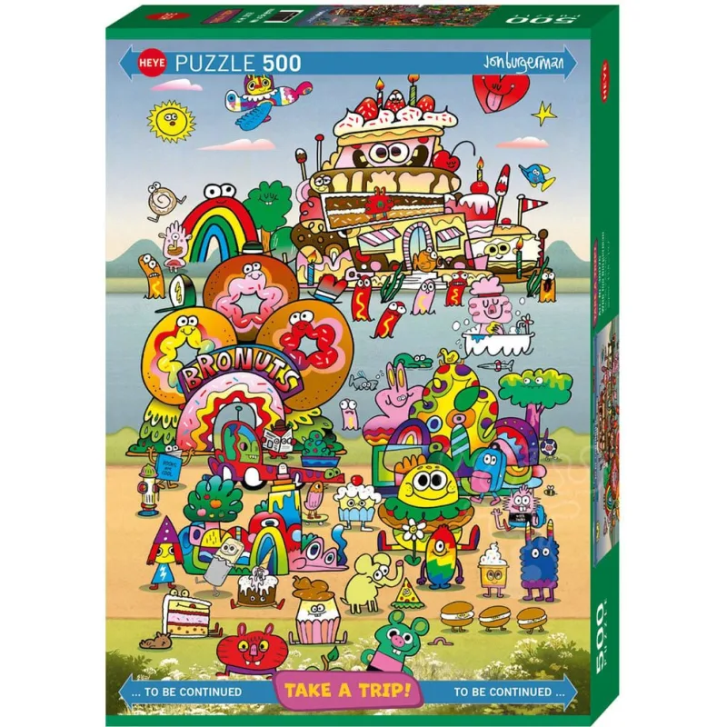Puzzle Heye 500 dielikov Take a Trip! - Výlet s Jonem Burgermanom