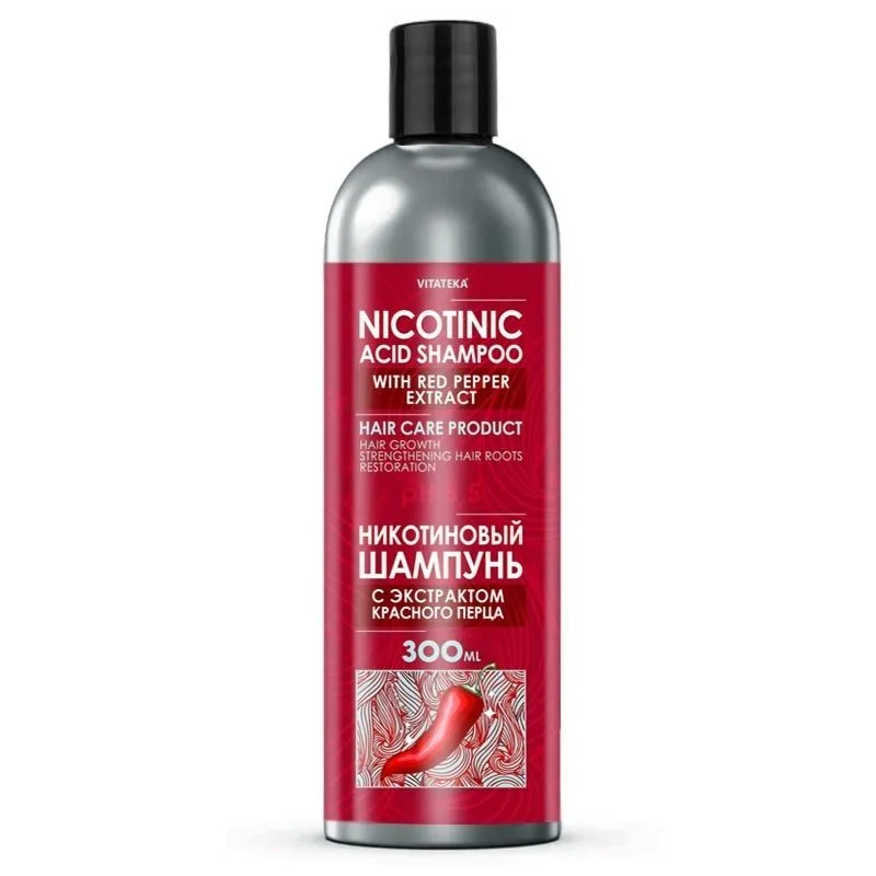 Vitateka Šampón s kyselinou nikotínovou a extraktom z červenej papriky – 300 ml –
