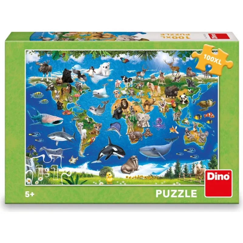 Puzzle pre deti Dino 100 XL dielikov Mapa zvierat