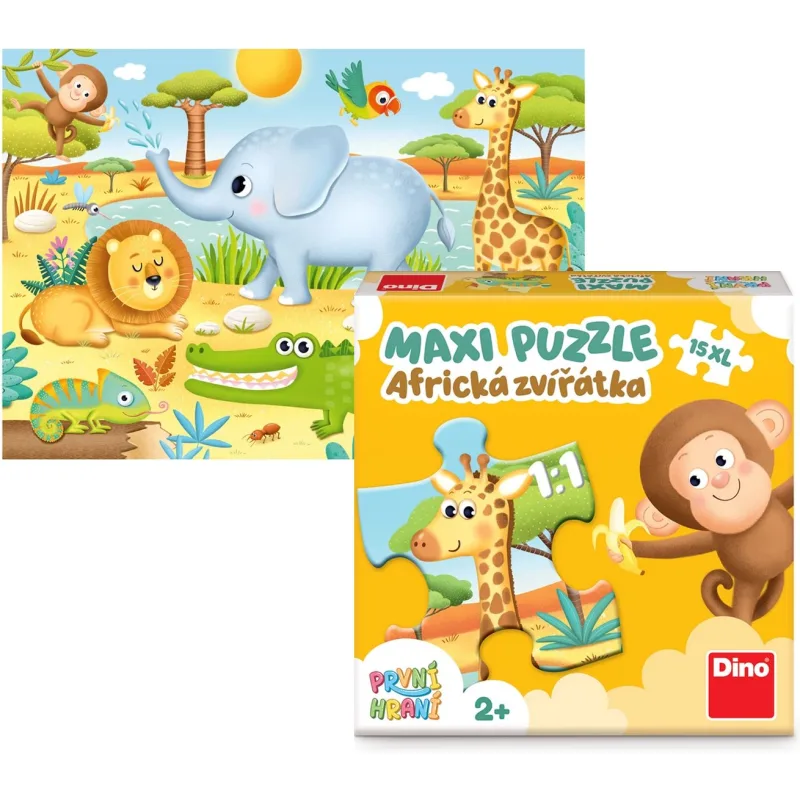 Maxi puzzle pre deti Dino 15 XL dielikov Prvé hranie: Africké zvieratká