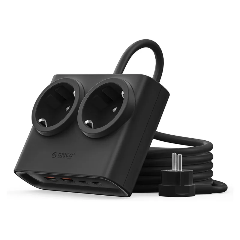 Orico PDC25 25W 6v1 napájací pásik 2x AC + 2x USB-A + 2x USB-C - čierny