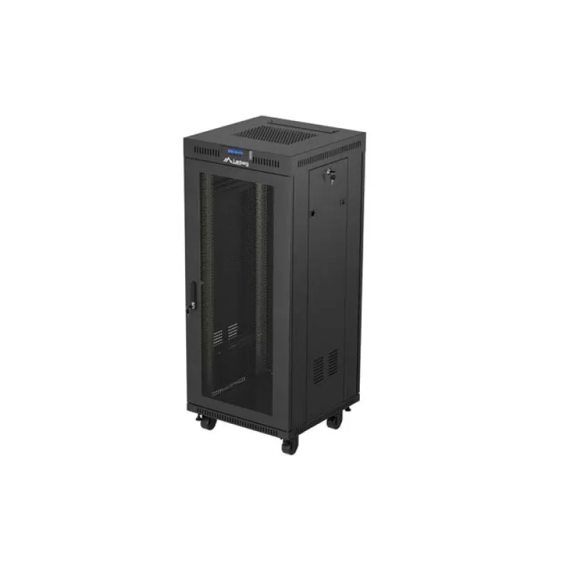 19" VOLNĚ STOJÍCÍ RACKOVÁ SKŘÍŇ 27U/600X600 (FLAT PACK) SE SÍŤOVANÝMI DVEŘMI LCD ČERNÁ LANBERG V2 FF01-6627-23BL
