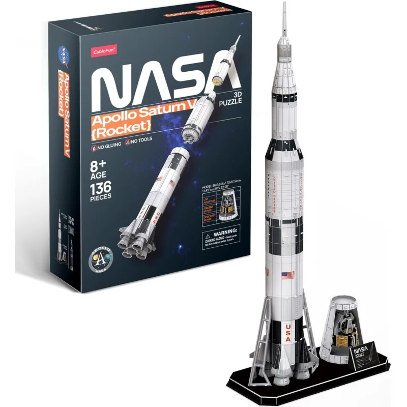 CubicFun 3D puzzle NASA: Raketa Apollo Saturn 136 dielikov