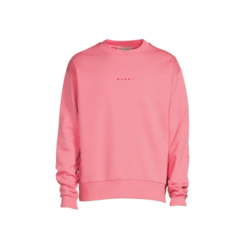 Marni logo organic cotton sweatshirt pink candy - XL