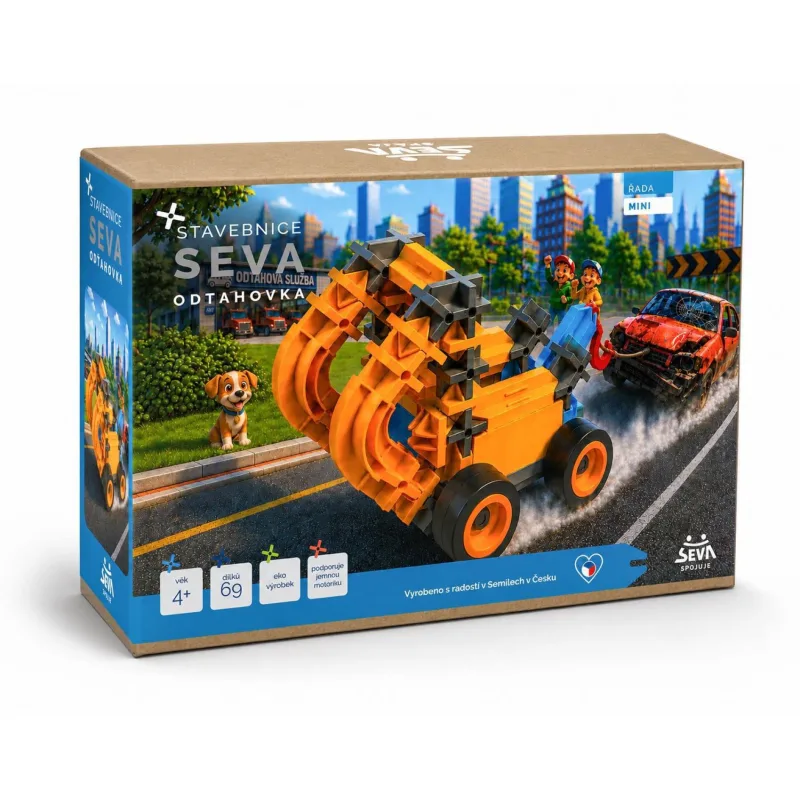 SEVA Stavebnica SEVA Mini Odtahovka 69 ks v krabici 23x16x7 cm