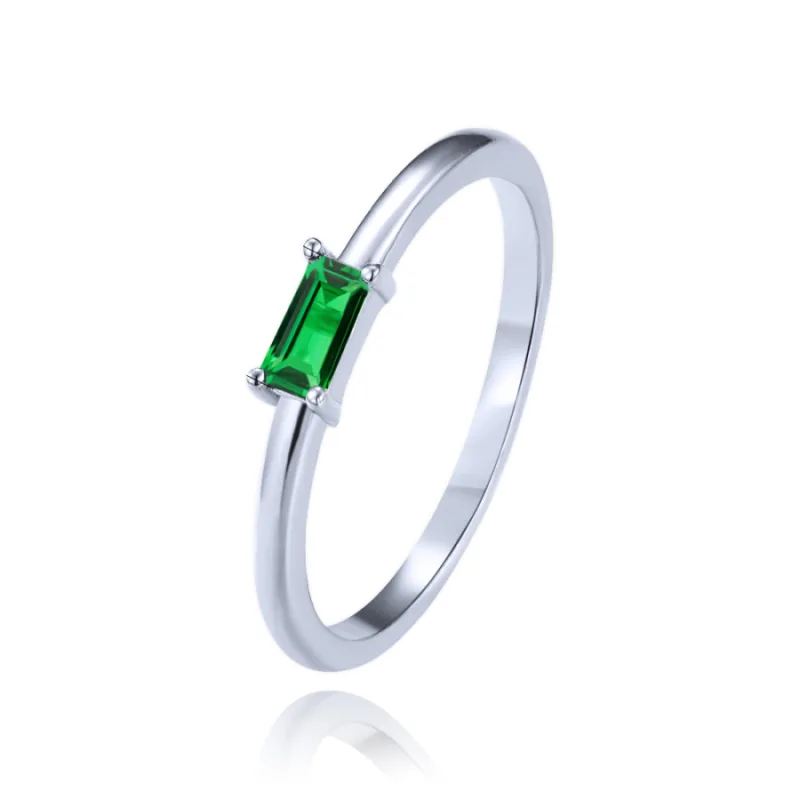 Elegantný strieborný prsteň so zeleným zirkónom MINET JMAN0639ZR, 49, 1.30 g