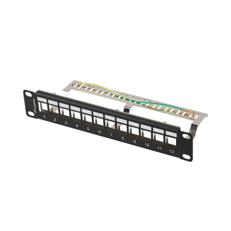 LANBERG PATCH PANEL 12 PORTŮ 1U 19" FTP PRO MODULY KEYSTONE ČERNÝ V2 PPKS-9212-B