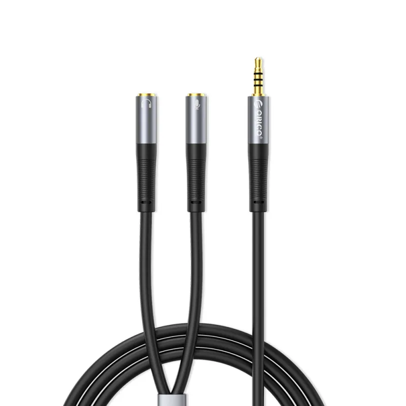 Orico AX2 audio adaptér mini jack 3,5 mm rozbočovač pre slúchadlá a mikrofón 1 m - čierny