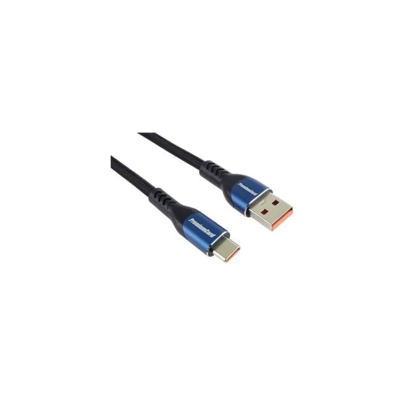 PremiumCord Super fast charging 5A kabel USB-C - USB 2.0 A bavlněný oplet 1,5m (ku31cy15)