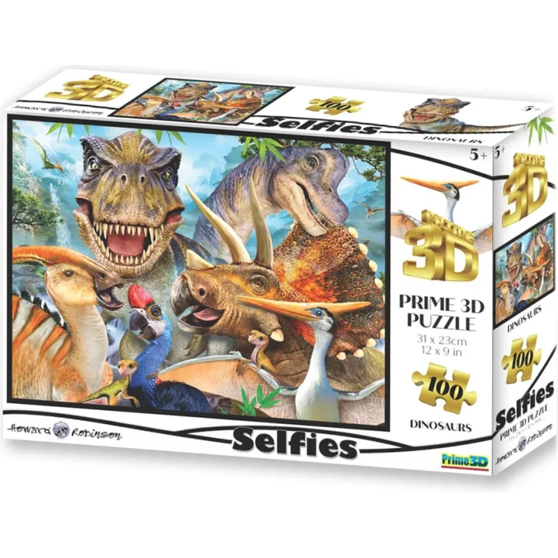 Puzzle s 3D efektom Prime 3D 100 dielikov Selfie: Dinosaury