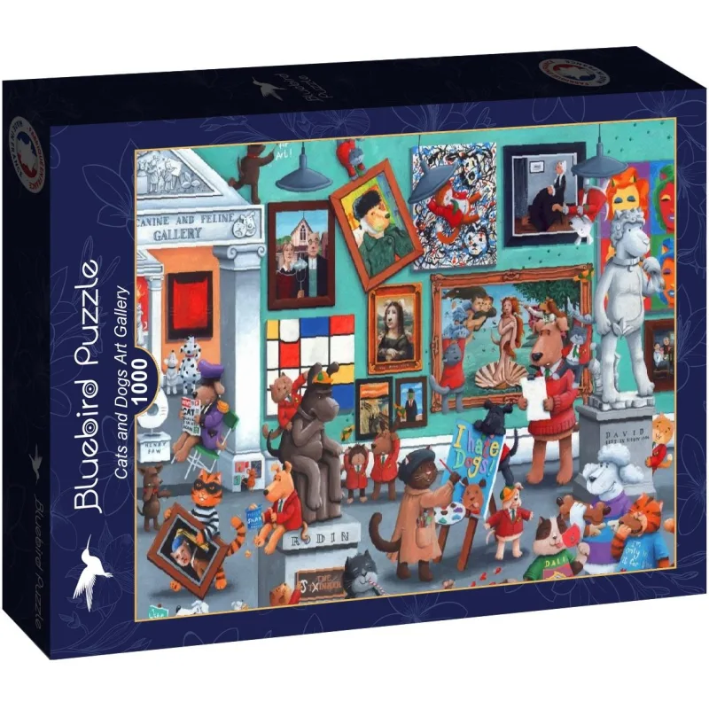 Puzzle Bluebird 1000 dielikov Galéria umenia mačiek a psov