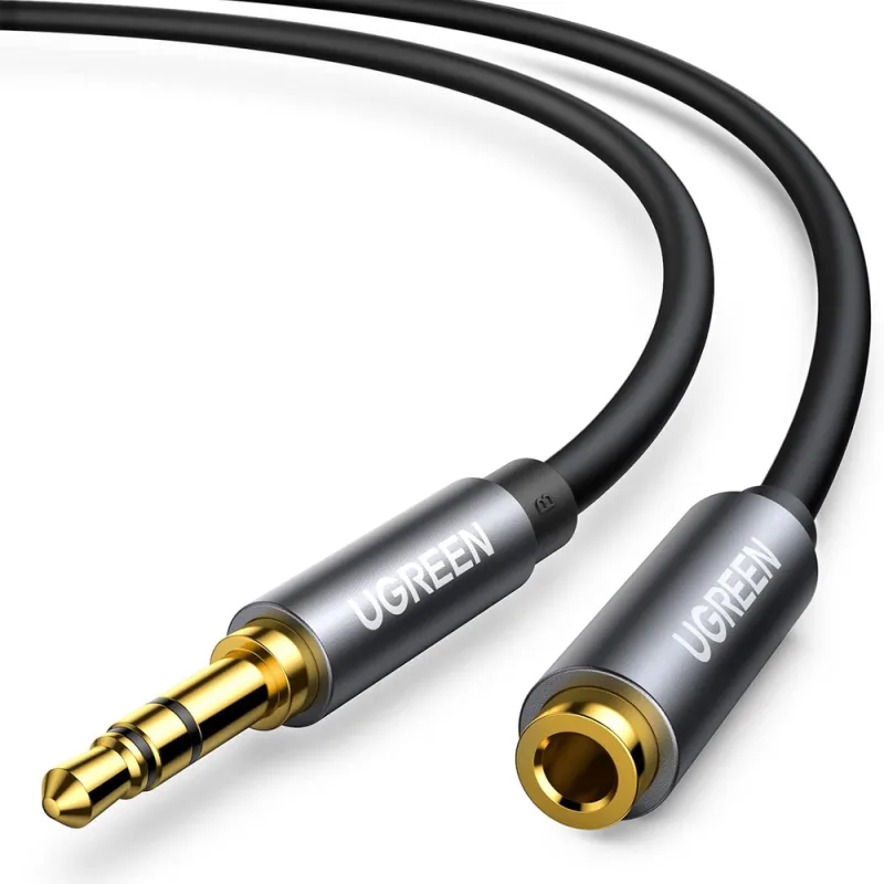 Ugreen AV118 10592 kábel 3,5 mm mini jack (samec) / 3,5 mm mini jack (samica) 1 m - strieborný