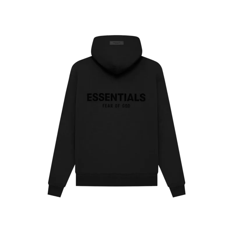 Fear of God Essentials Pullover Chest Logo Hoodie Stretch Limo Black - XXL