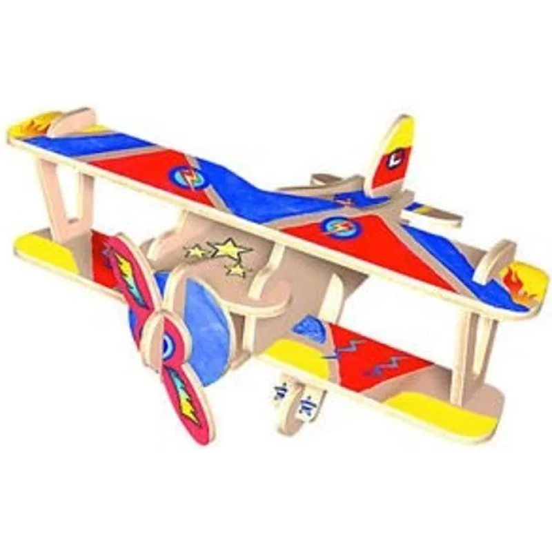 3D drevené puzzle ARTLOVER Dvojplošník s farbami a obtlačkami