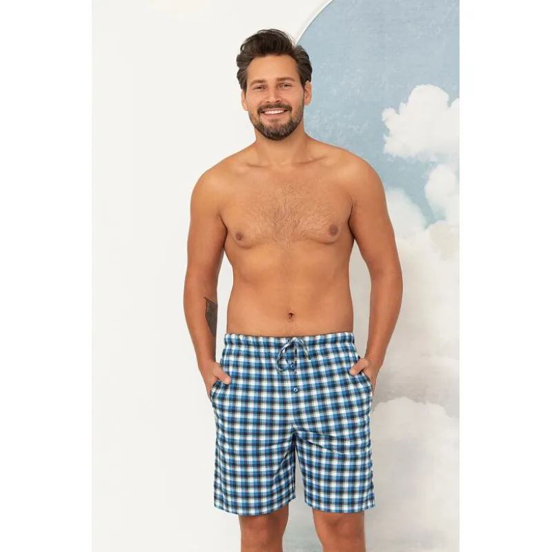 Pánske šortky na spanie Jared modro-zelené kockované XL