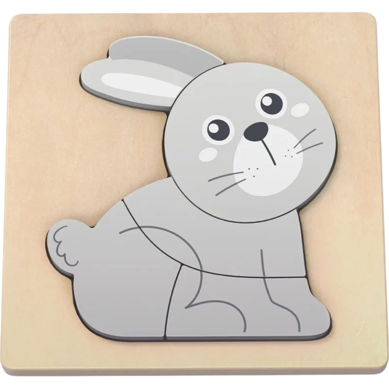 Drevené vkladacie puzzle BABU Sivý králik 5 dielikov