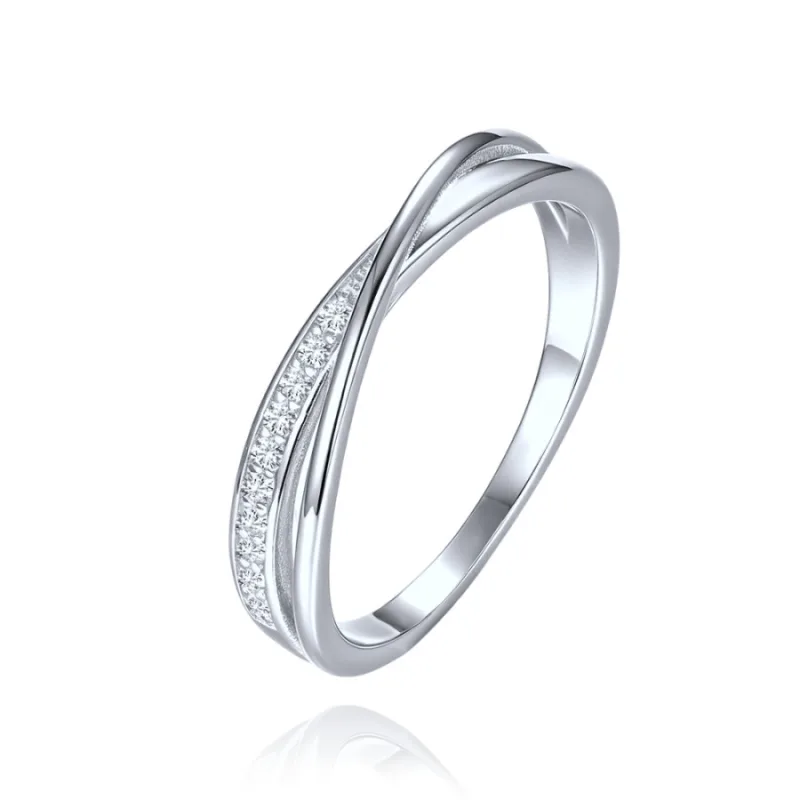 Elegantný strieborný prsteň s bielymi zirkónmi MINET JMAS0334SR, 59, 1.90 g