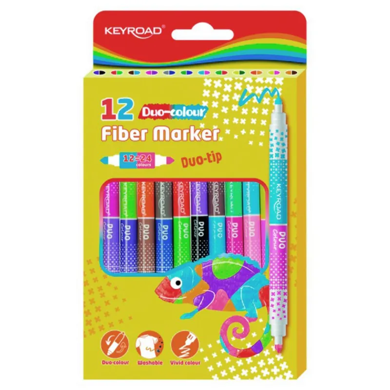 Školské fixky KEYROAD DUO 12 ks/24 farieb