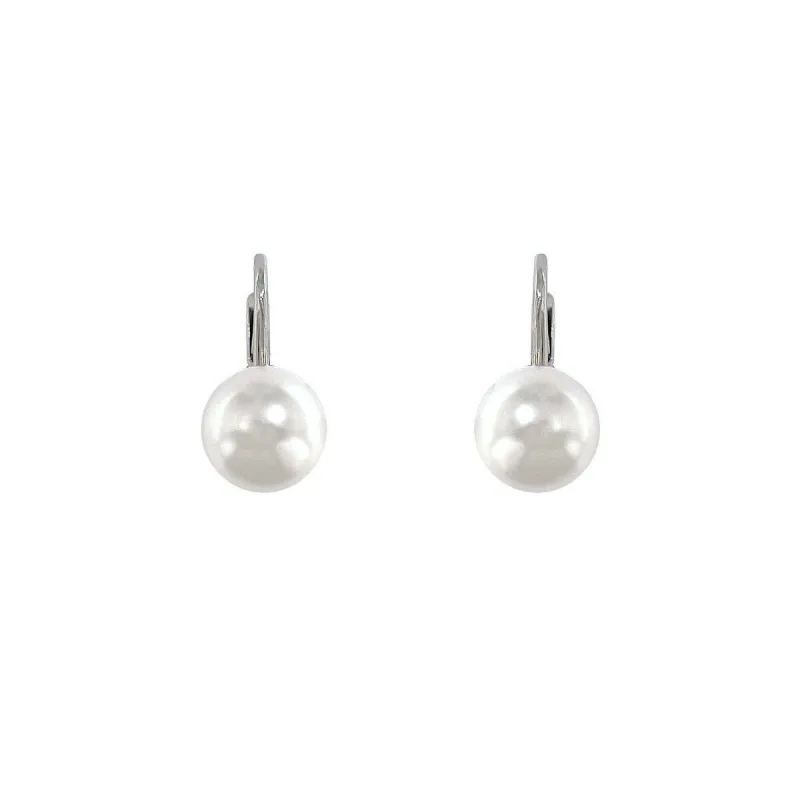 Strieborné náušnice s bielou perlou 10mm