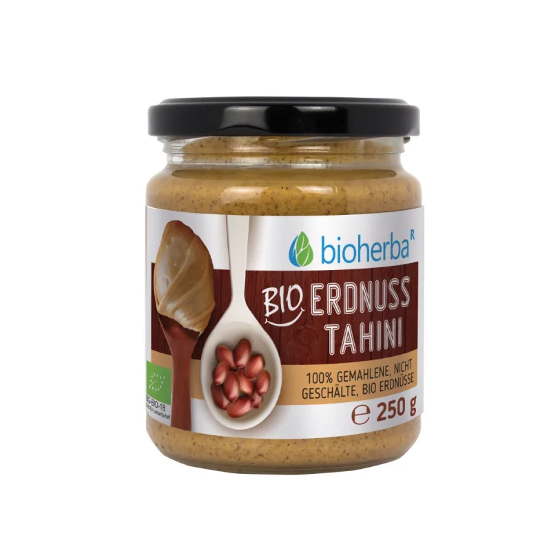 Bioherba 100 % bio arašidové tahini z mletých nelúpaných jadier – 250 g –