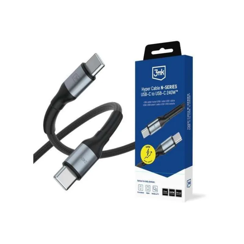 3mk Hyper Cable N-SERIES C to C 3m PD 3.0 QC 3.0 48V/5A 240W Black (5903108758215)