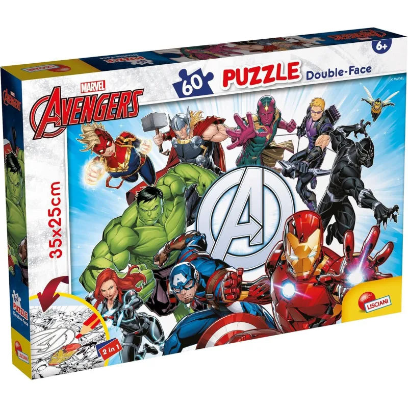 Obojstranné puzzle pre deti Lisciani 60 dielikov Marvel Avengers (s omaľovánkou)