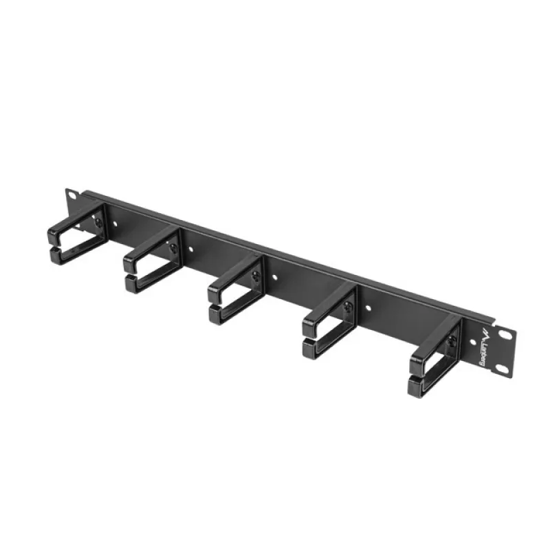 LANBERG 19" PANEL PRO SPRÁVU KABELŮ S 5 PLASTOVÝMI DRŽÁKY 1U TYP B ČERNÝ AK-1202-B