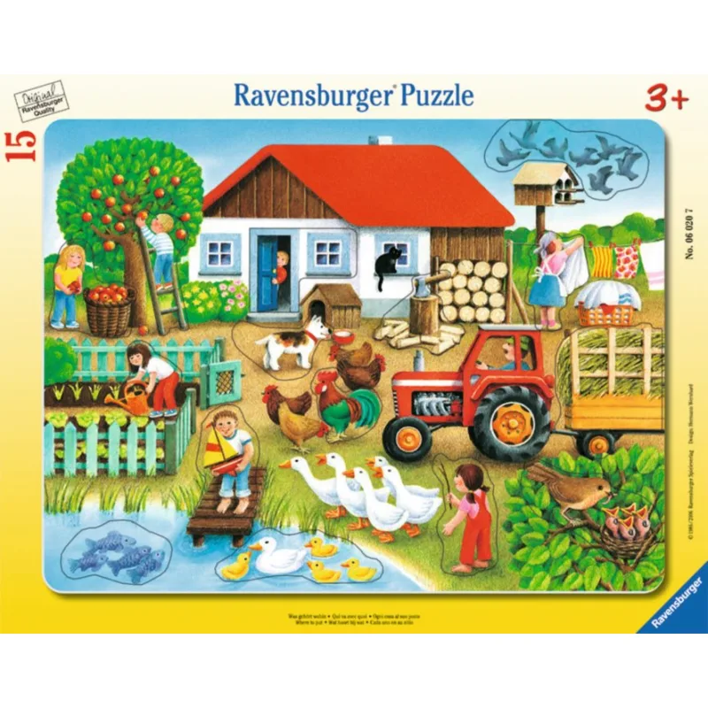 Ravensburger Puzzle Dedina - čo kam patrí? 15 dielikov