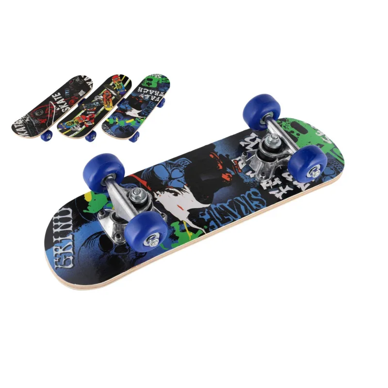 Teddies Skateboard drevený 43cm 3 farby vo fólii