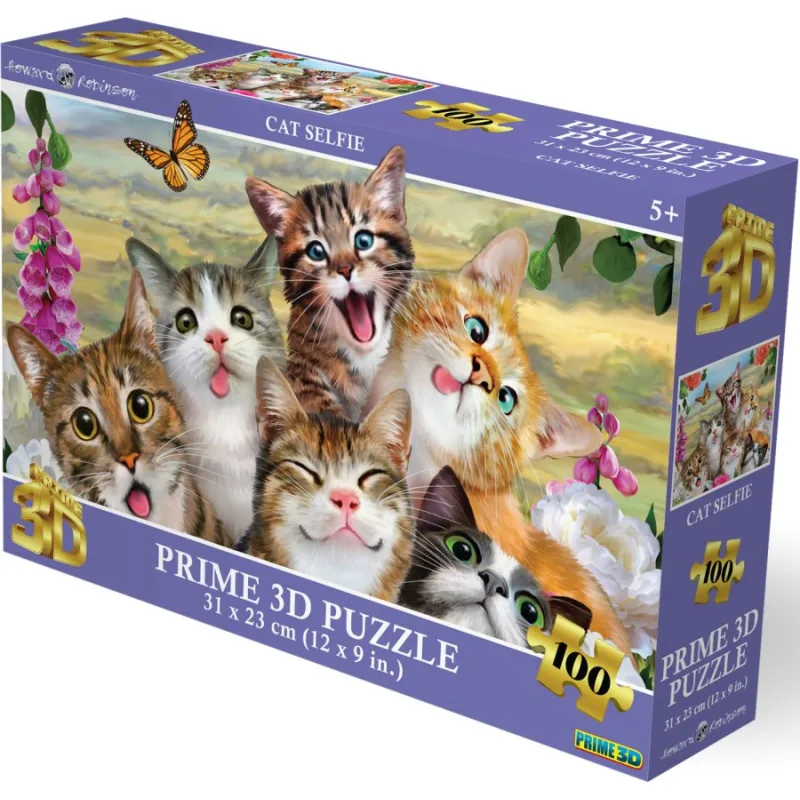 Puzzle s 3D efektom Prime 3D 100 dielikov Mačacie selfie