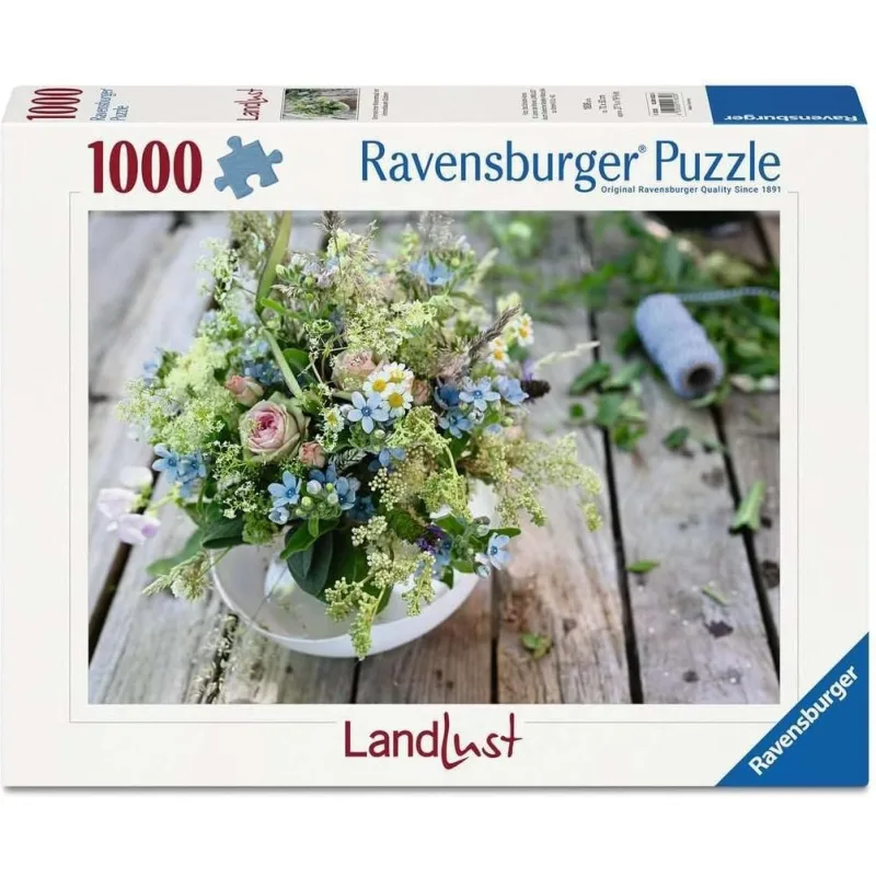 Puzzle Ravensburger 1000 dielikov Landlust: Letná kytica s nebesky modrou tvídiou