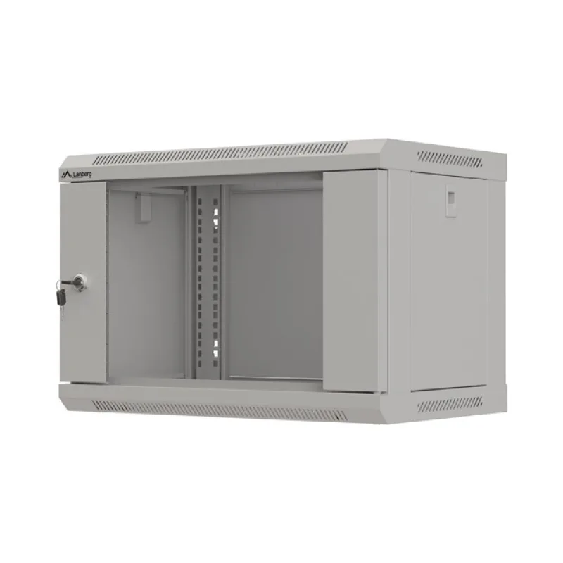 LANBERG 19" RACKOVÁ SKŘÍŇ PRO MONTÁŽ NA STĚNU 6U/540X350 (FLAT PACK) S PROSKLENÝMI DVEŘMI ŠEDÁ WF03-5306-10S