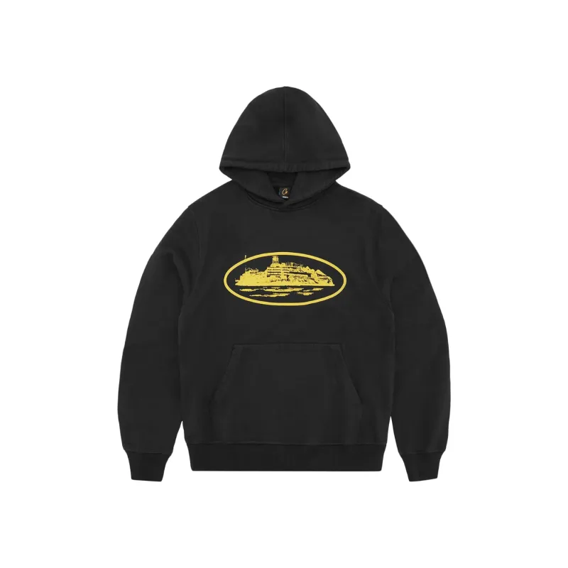 Corteiz Alcatraz Hoodie Black Yellow - L