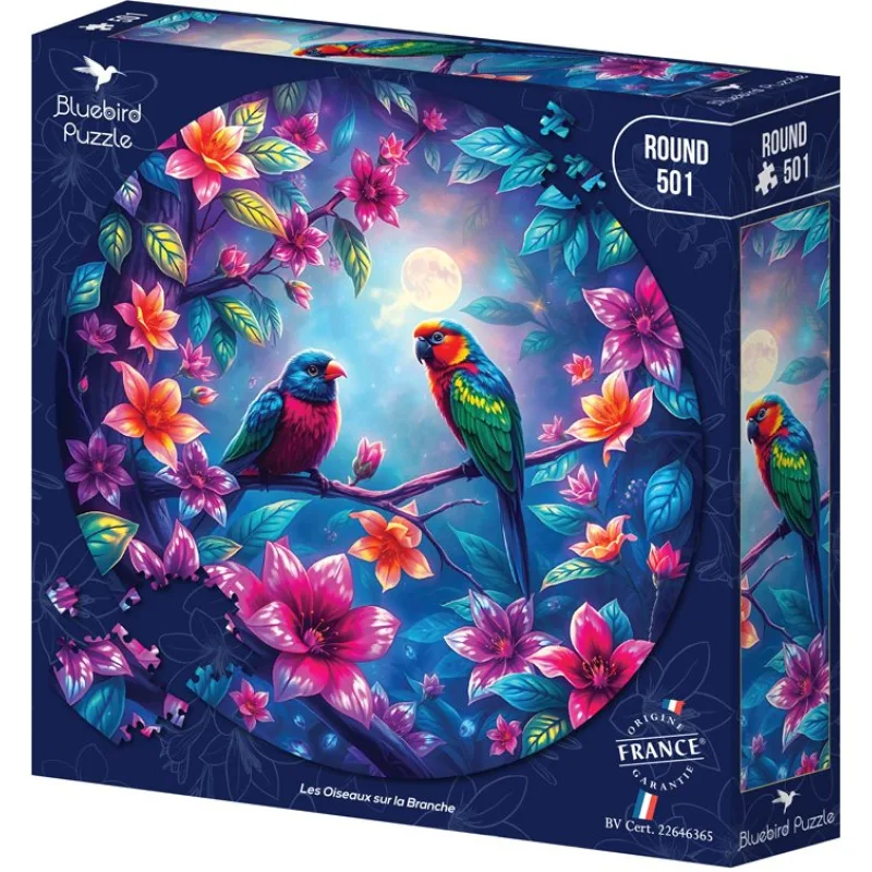 Okrúhle puzzle Bluebird 501 dielikov Vtáky na konári
