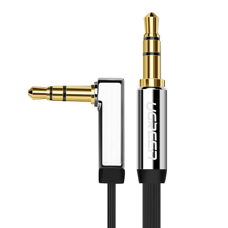 Uzelený plochý kábel AUX audio kábel 3,5 mm mini jack 2 m strieborný (10599)