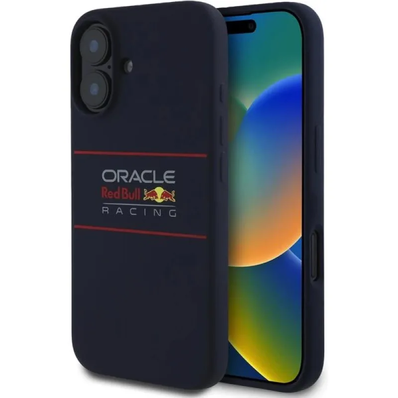 Red Bull Silicone Horizontal Logo MagSafe Zadný Kryt pre iPhone 16 modrý