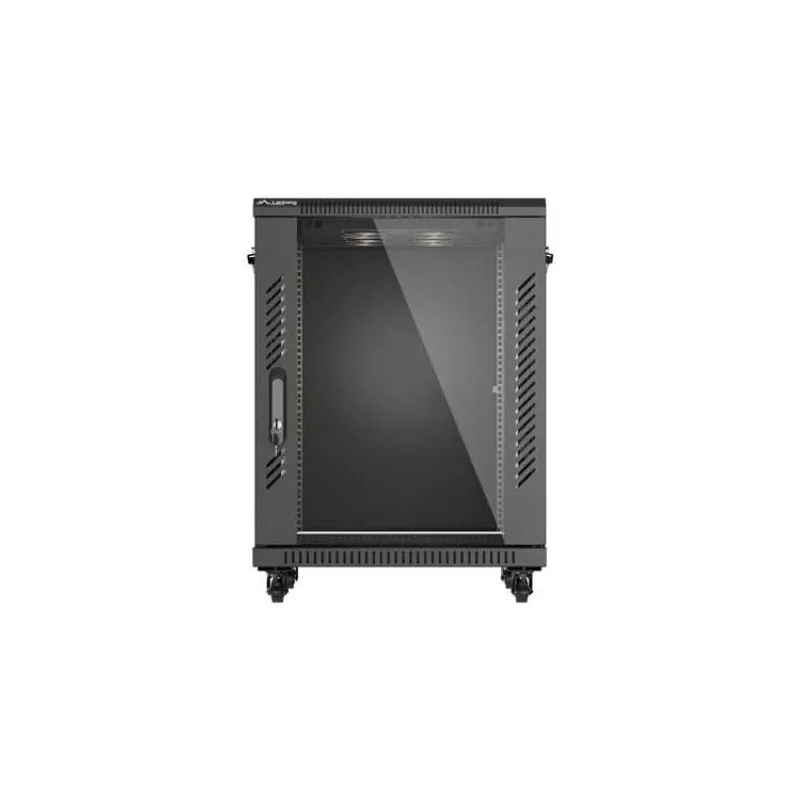 LANBERG INŠTALAČNÝ RACK 19" 15U 600X600 ČIERNE SKLENENÉ DVERE (PLOCHÉ BALENIE) (FF01-6615-12B)