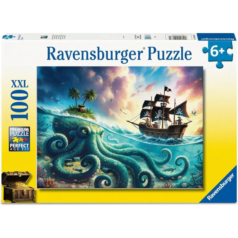Puzzle pre deti Ravensburger 100 dielikov XXL Poklad Krakena