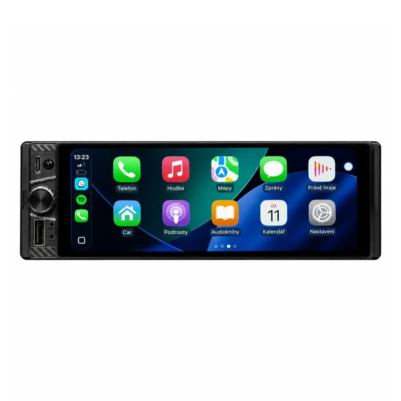 1DIN autorádio s 6,28" LCD/2x USB+1x USB-C/Bluetooth/CarPlay/AndroidAuto scc181cabt