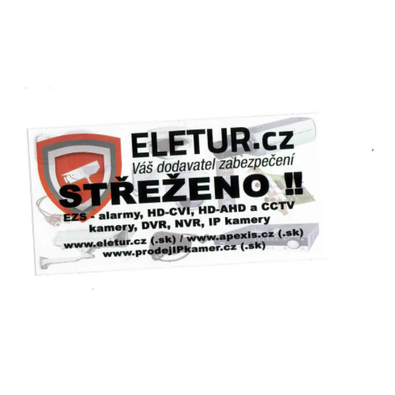 Výstražná samolepka OBJEKT STRÁŽENIA - ELETUR veľká