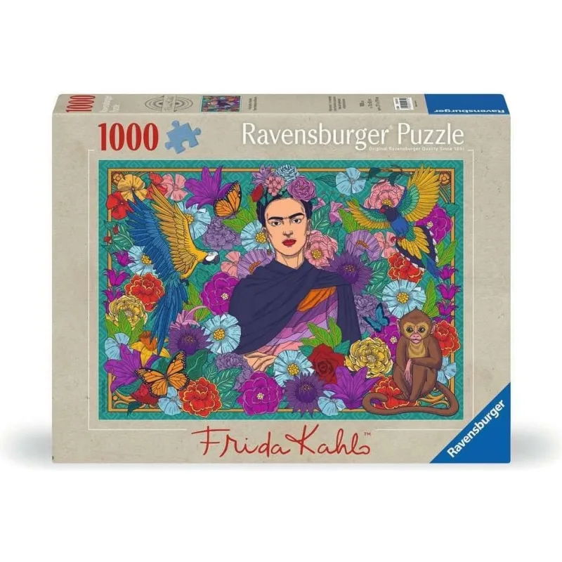 Puzzle Ravensburger 1000 dielikov Raj Fridy Kahlo: Papagáj, opice a kvety