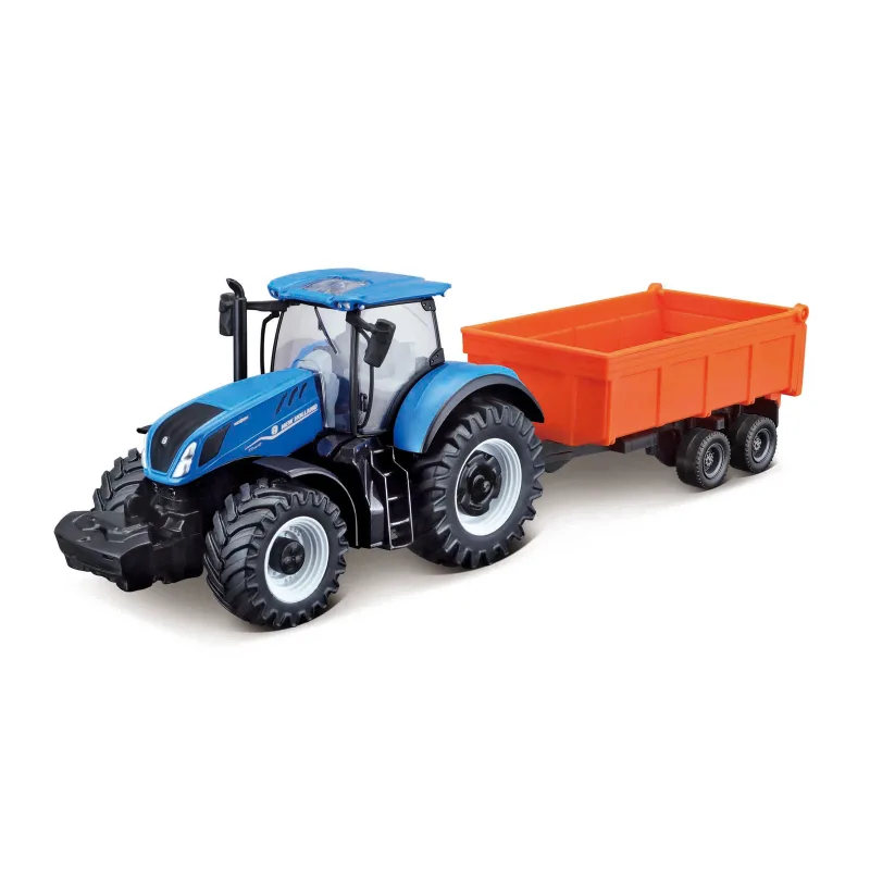 Bburago - FARMLAND, New Holland T7.315 HD s vyklápacím prívesom, 10 cm