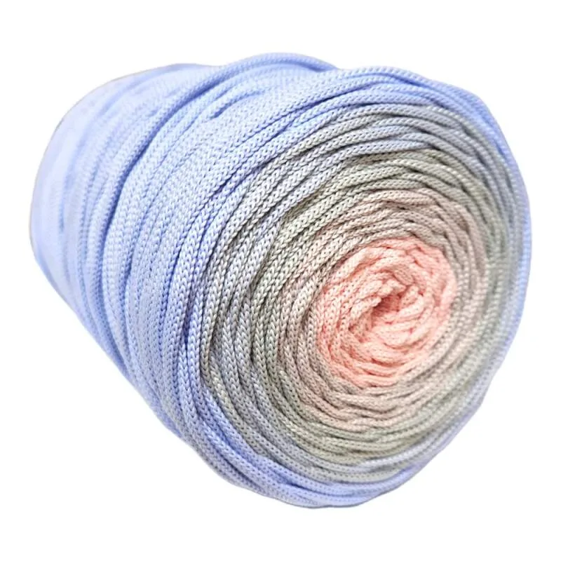 Polyesterová priadza plochá 5mm/220m ombré klbko blue