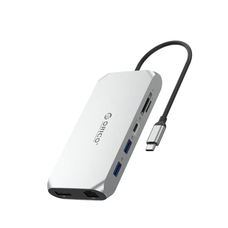 Orico XCR 12v1 USB-C dokovacia stanica 2x USB-A 3.1 1x USB-A 2.0 1x USB-C PD 100W 1x USB-C 3.1 2x HDMI 2.0 4K 60 Hz 1x DisplayPort 1.4 4K 60 Hz RJ4 1x