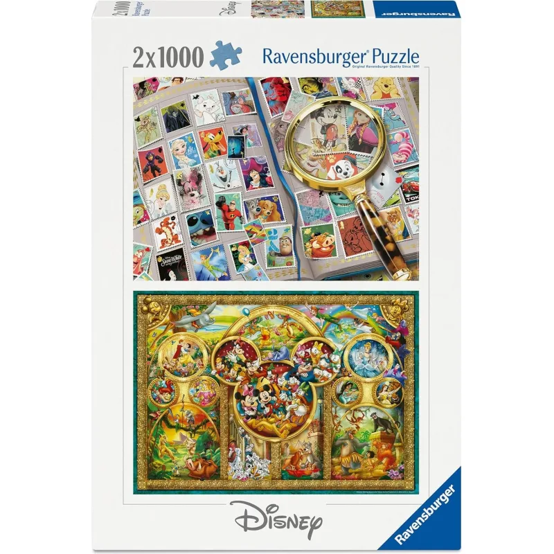 Puzzle sada 2v1 Ravensburger 2x1000 dielikov Disney Album známok a Najkrajšie rozprávky